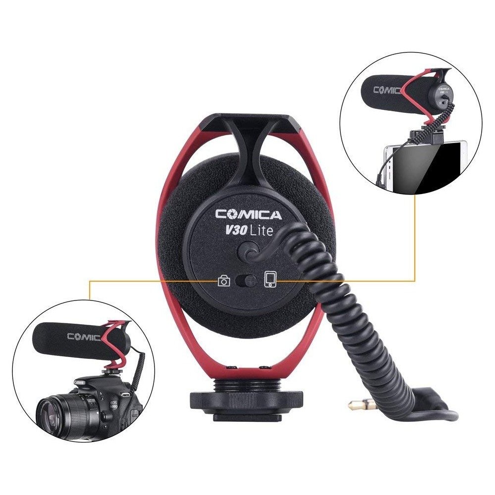 Ikan CVM-V30-LITE-R Directional On-Camera Shotgun Microphone (Red) (CoMica) - view 4