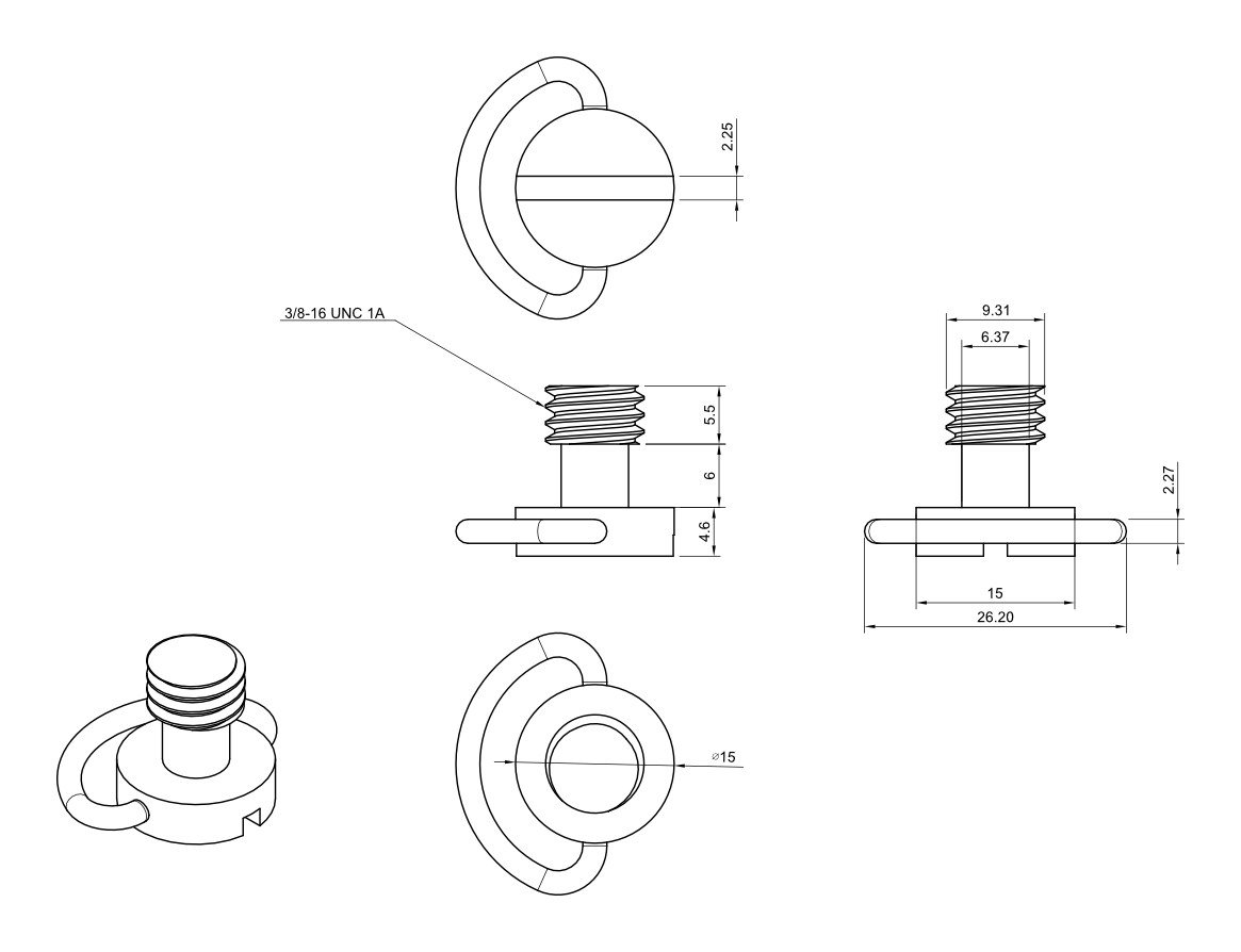 Ikan 3-Pack of D-Ring Screws (3/8-16) - view 2