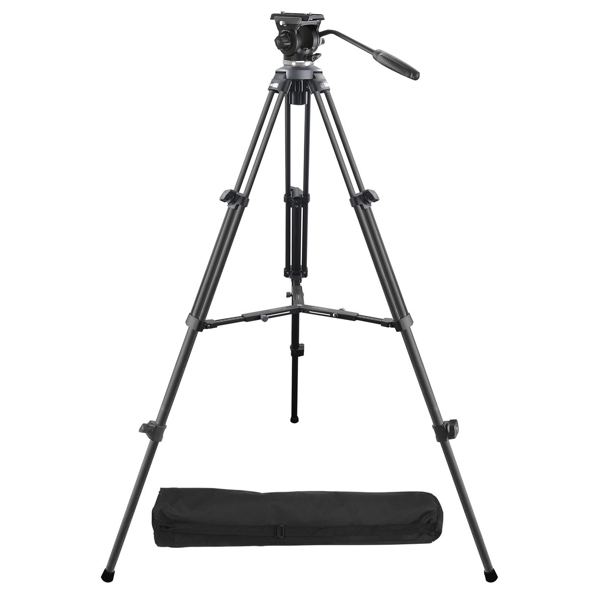 Ikan 2-Stage Carbon Fiber 65mm Fluid Head Tripod Kit, 6.6 lbs Payload, (E-Image)