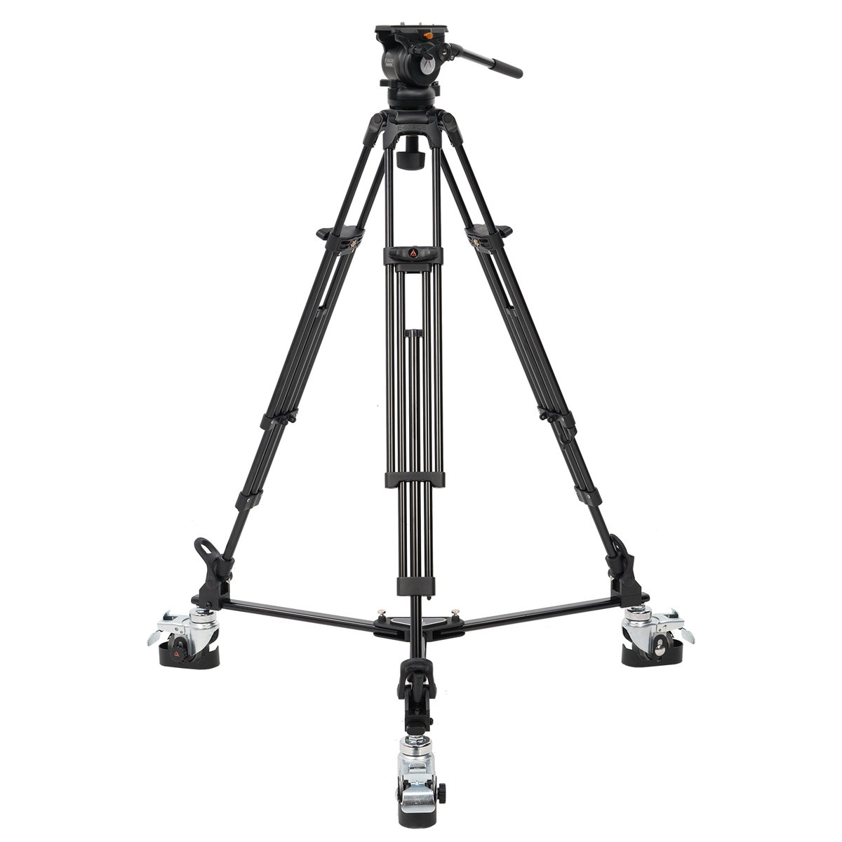 Ikan 2-Stage Aluminum Fluid Head Tripod Kit with Dolly, 15.4 lbs Payload, Adjustable Counterbalance (E-Image)
