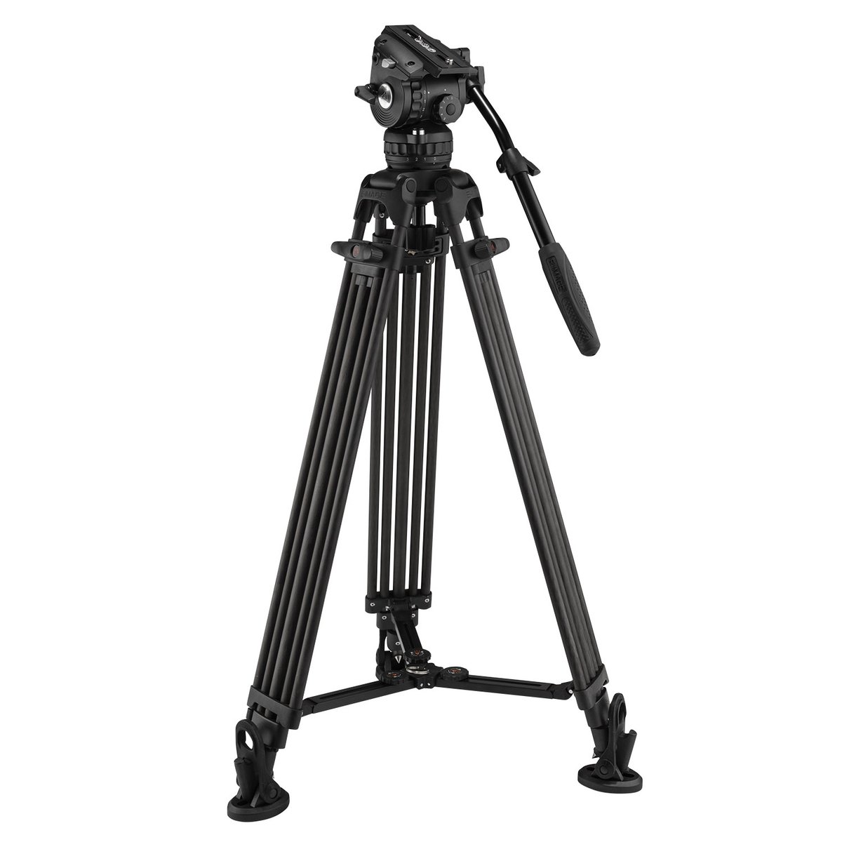 Ikan 2-Stage Carbon Fiber 75mm Fluid Head Tripod Kit, 13.2 lbs Payload, with Counterbalance and Drag (E-Image)