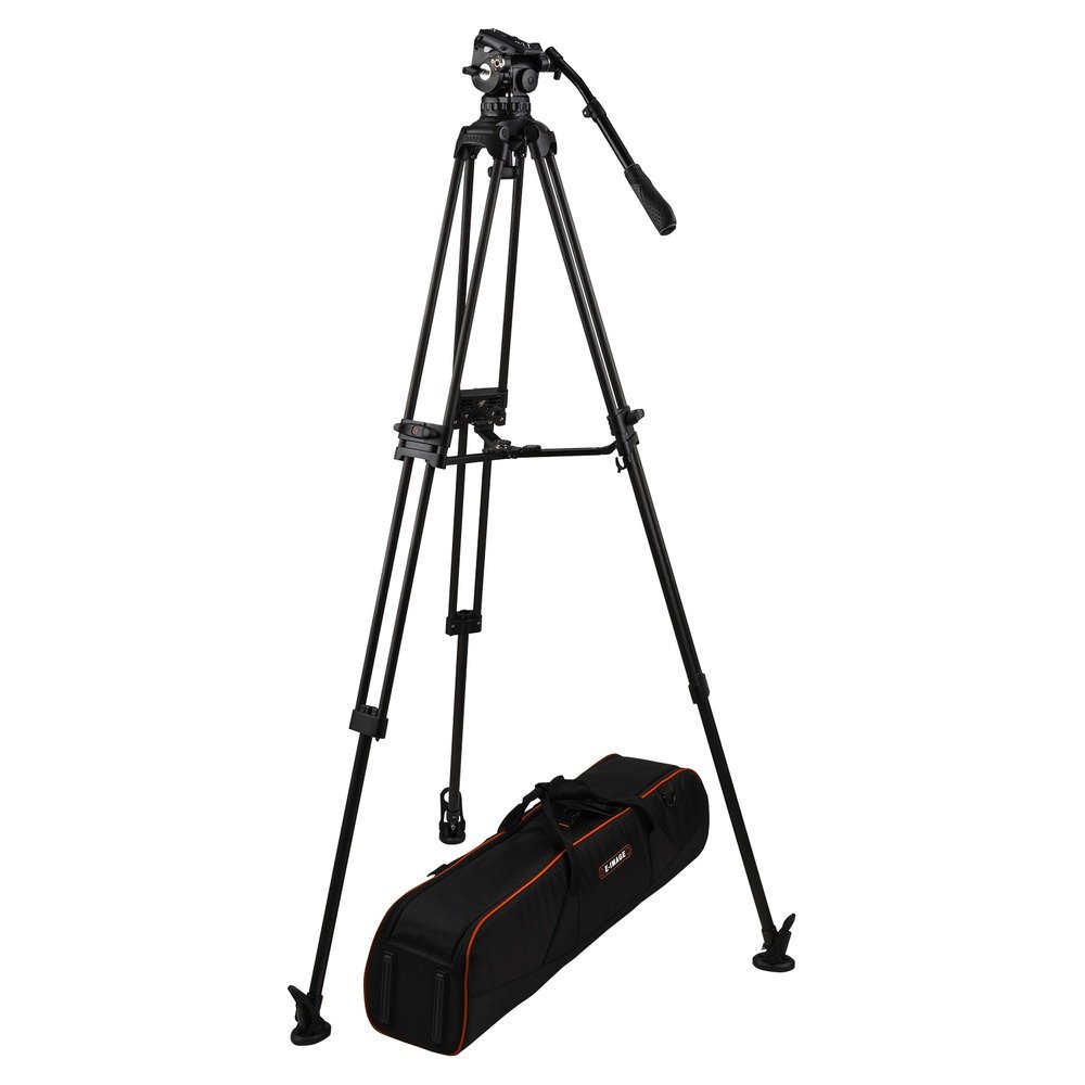 Ikan 2-Stage Carbon Fiber 100mm Fluid Head Tripod Kit, 22 lbs Payload, with Counterbalance and Drag (E-Image)