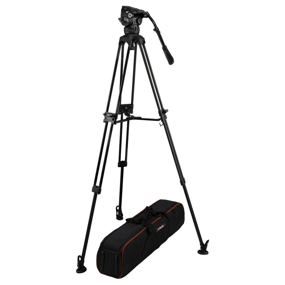 Ikan 2-Stage Carbon Fiber 100mm Fluid Head Tripod Kit, 39.6 lbs Payload, with Counterbalance and Drag (E-Image) product image