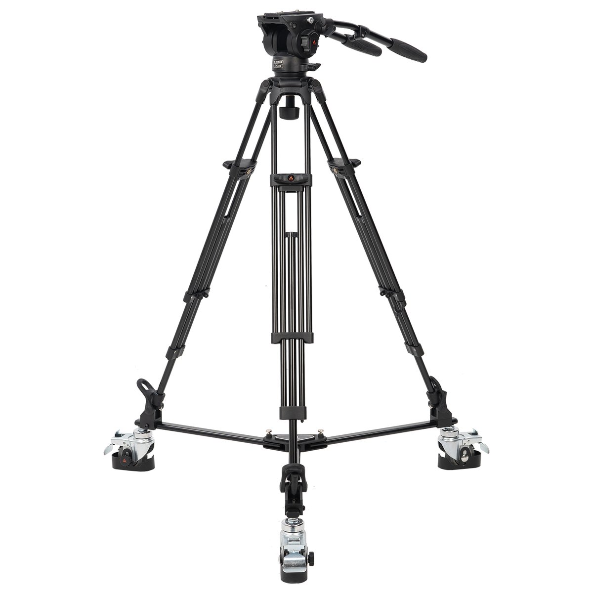 Ikan 2-Stage Aluminum Fluid Head Tripod Kit with Dolly, 22 lbs Payload, with Adjustable Drag (E-Image)