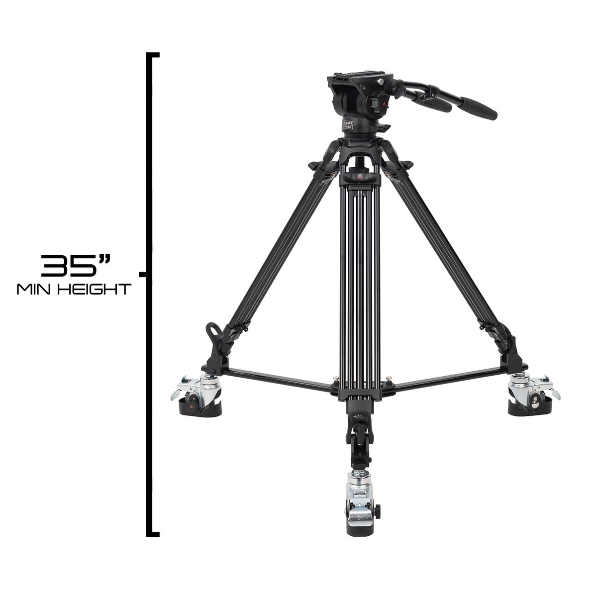 Ikan 2-Stage Aluminum Fluid Head Tripod Kit with Dolly, 22 lbs Payload, with Adjustable Drag (E-Image) - view 2