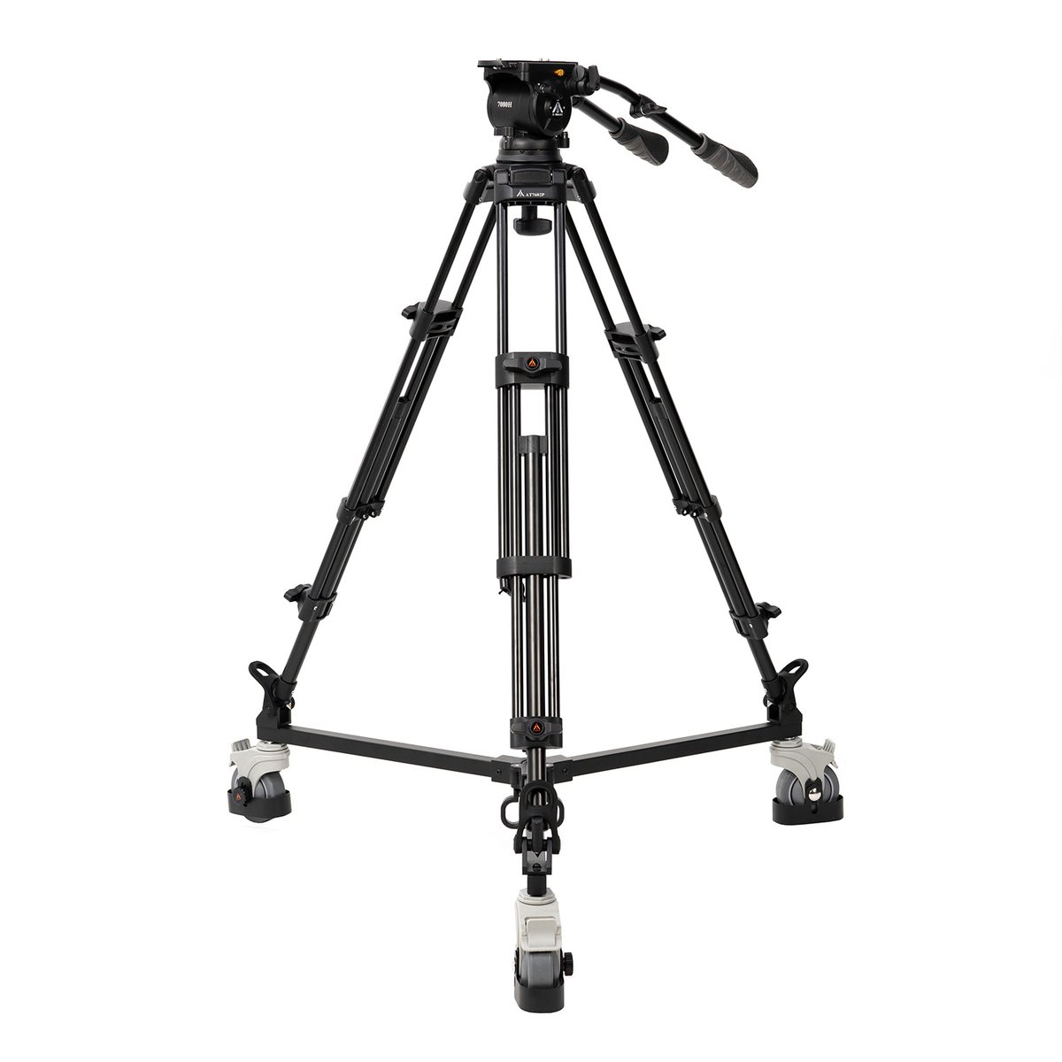 Ikan 2-Stage Aluminum 100mm Fluid Head Tripod and Dolly Kit, 26.4 lbs Payload, with Adjustable Counterbalance (E-IMAGE)