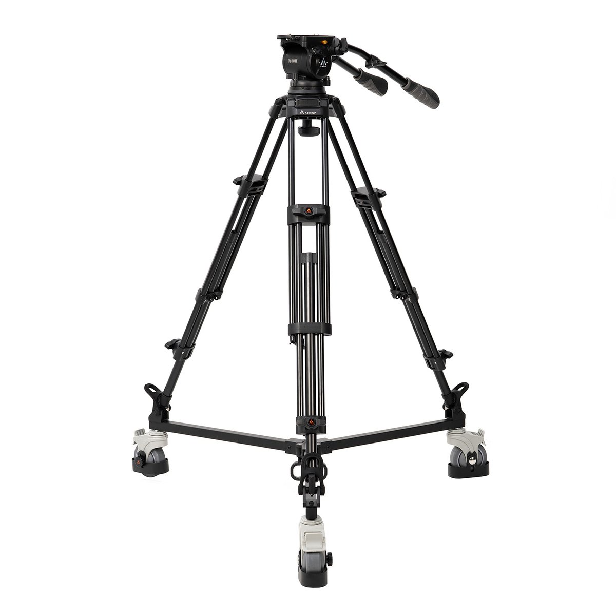 Ikan 2-Stage Aluminum 100mm Fluid Head Tripod and Dolly Kit, 33 lbs Payload, with Adjustable Counterbalance (E-IMAGE)