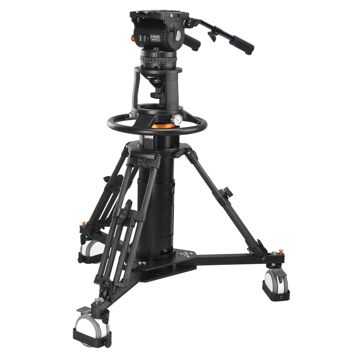Ikan Pneumatic Carbon Fiber Pedestal with 150mm Fluid Head, 88 lbs Payload, with Adjustable Counterbalance and Drag (E-Image)