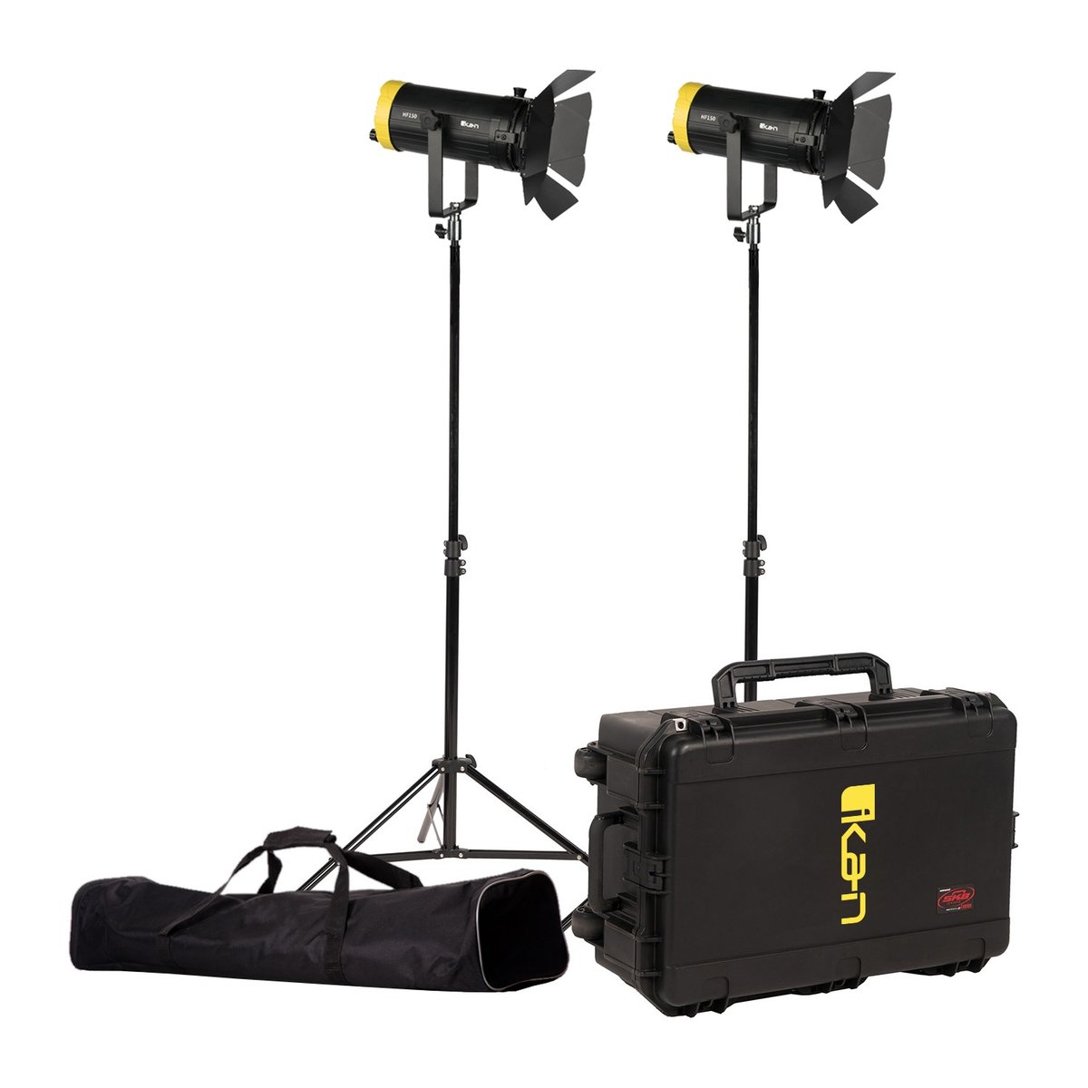 Ikan Helia 150 Watt 4 in. Fresnel Bi-Color LED Studio Light with DMX 8 Leaf 2-Point Kit