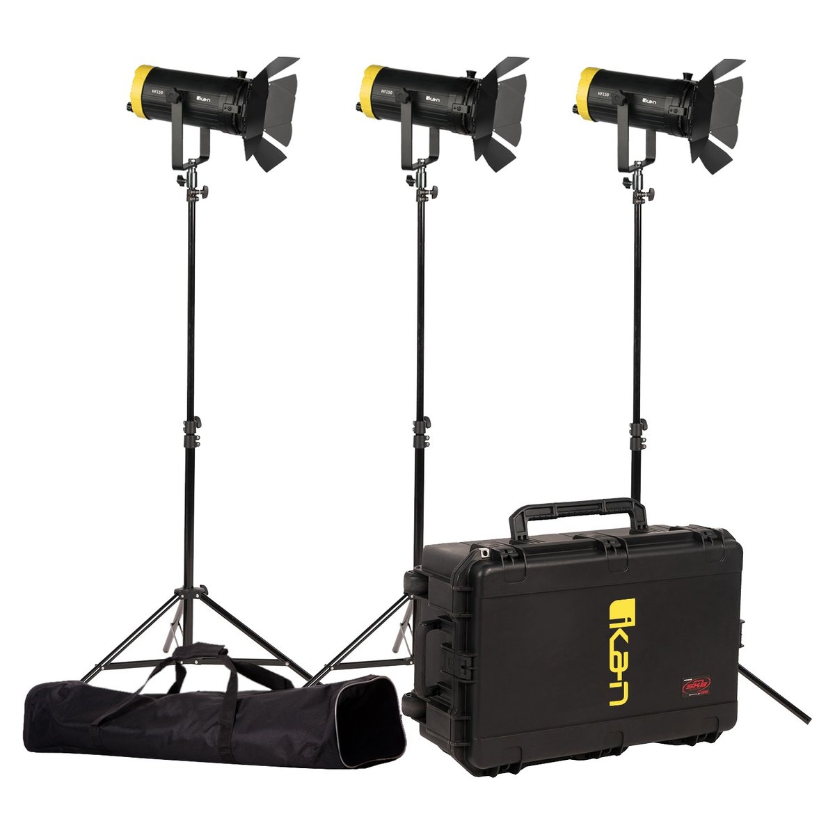 Ikan Helia 150 Watt 4 in. Fresnel Bi-Color LED Studio Light with DMX 8 Leaf 3-Point Kit