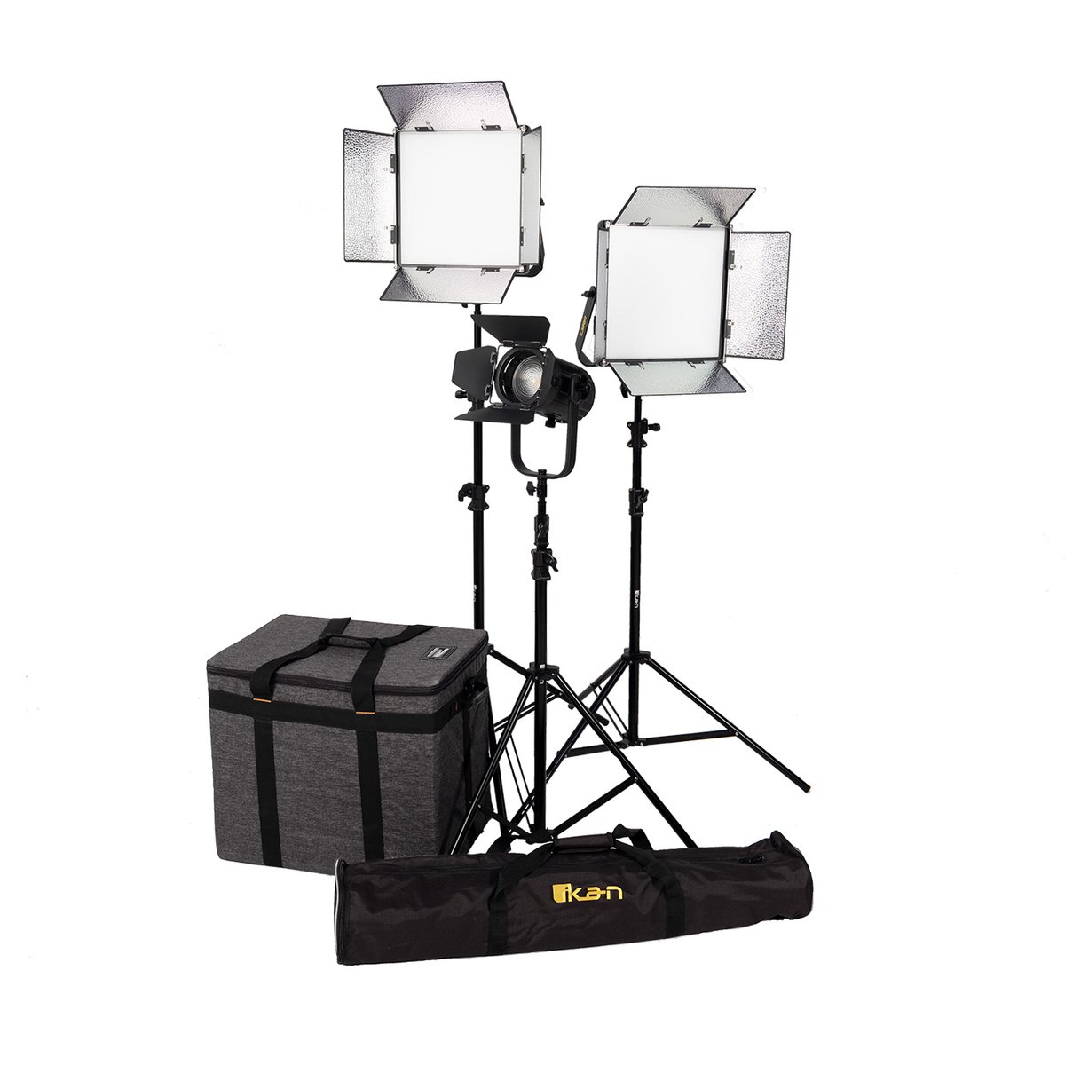 Ikan Bi-Color 3-Point Mixed LED Light Kit with 2x LB10 + 1x SFB150 (V-Mount), Stands, and Bags
