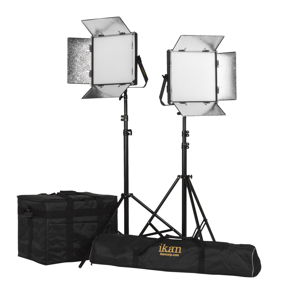 Ikan Lyra 1 x 1 Bi-Color (3200K-5600K) 2-Point Soft Panel LED Light Kit with Gold V-Mount Battery Plate