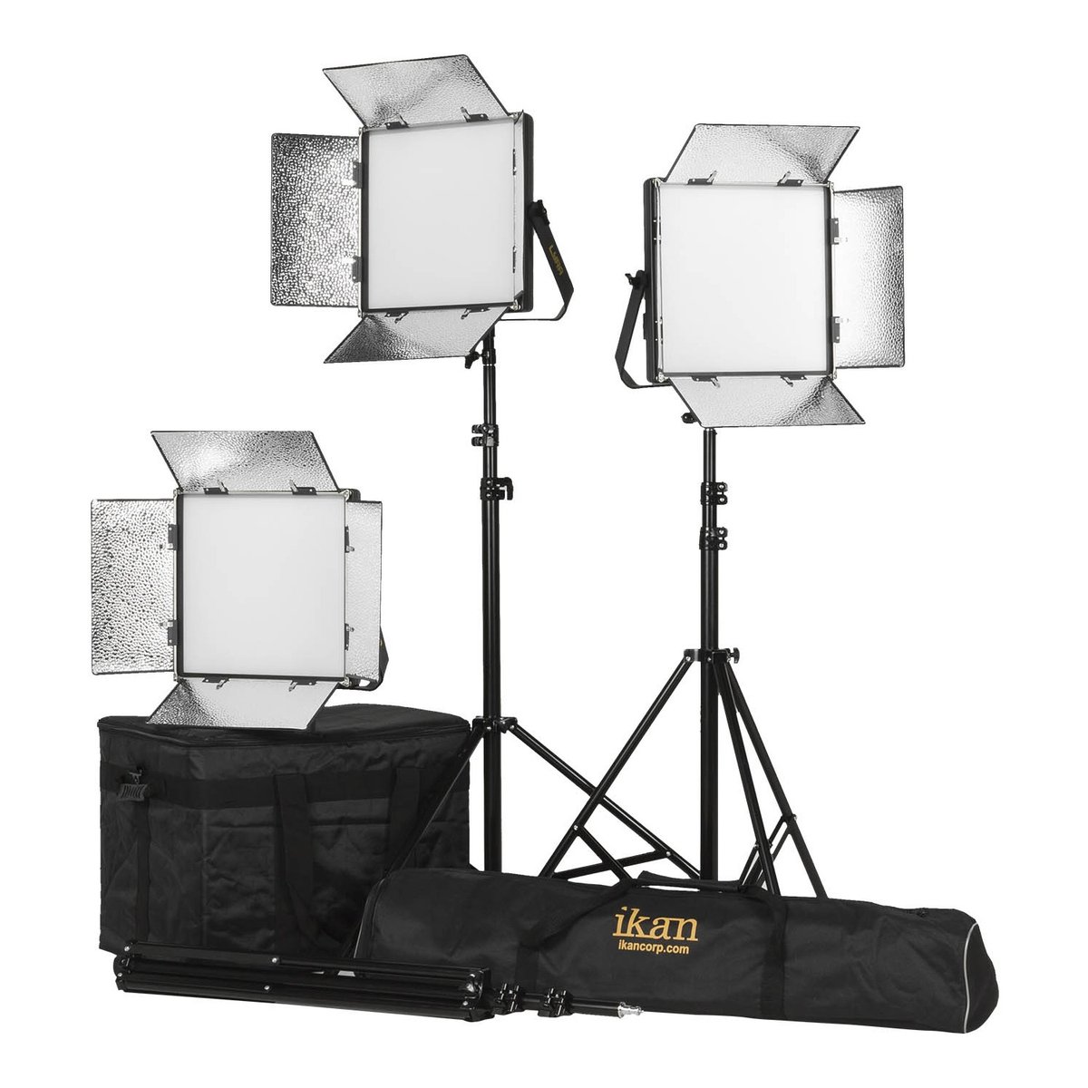 Ikan Lyra 1 x 1 Bi-Color (3200K-5600K) 3-Point Soft Panel LED Light Kit with Gold and V-Mount Battery Plate
