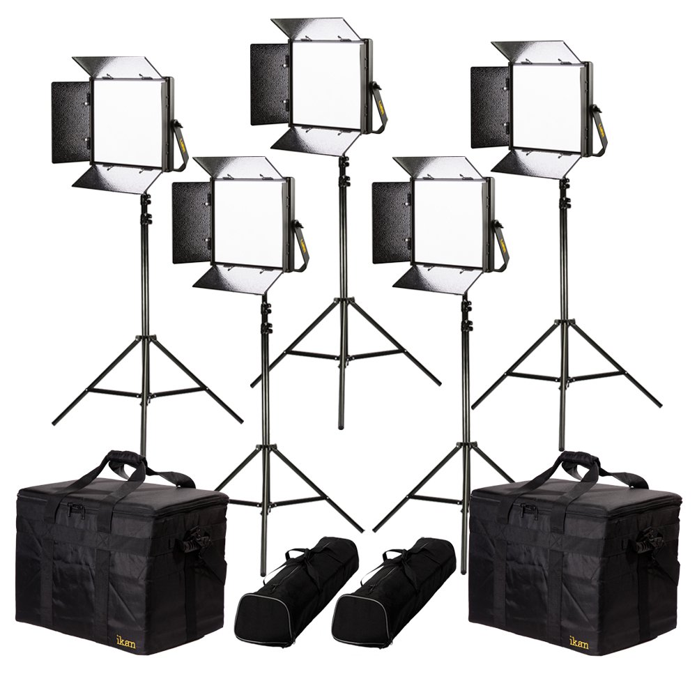 Ikan Lyra Bi-Color 5-Point LED Soft Panel Light Kit with 5x LB10Includes Gold and V-Mount Battery Plates, Stands, and Bags