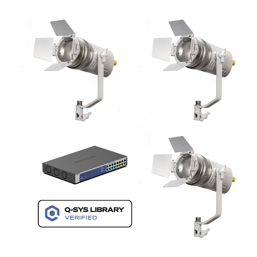 Ikan Lyra POE Bi-Color Studio Fresnel Zoom LED Light Light with Netgear PoE++ Ultra 60 Switch Bundle (Unmanaged) product image