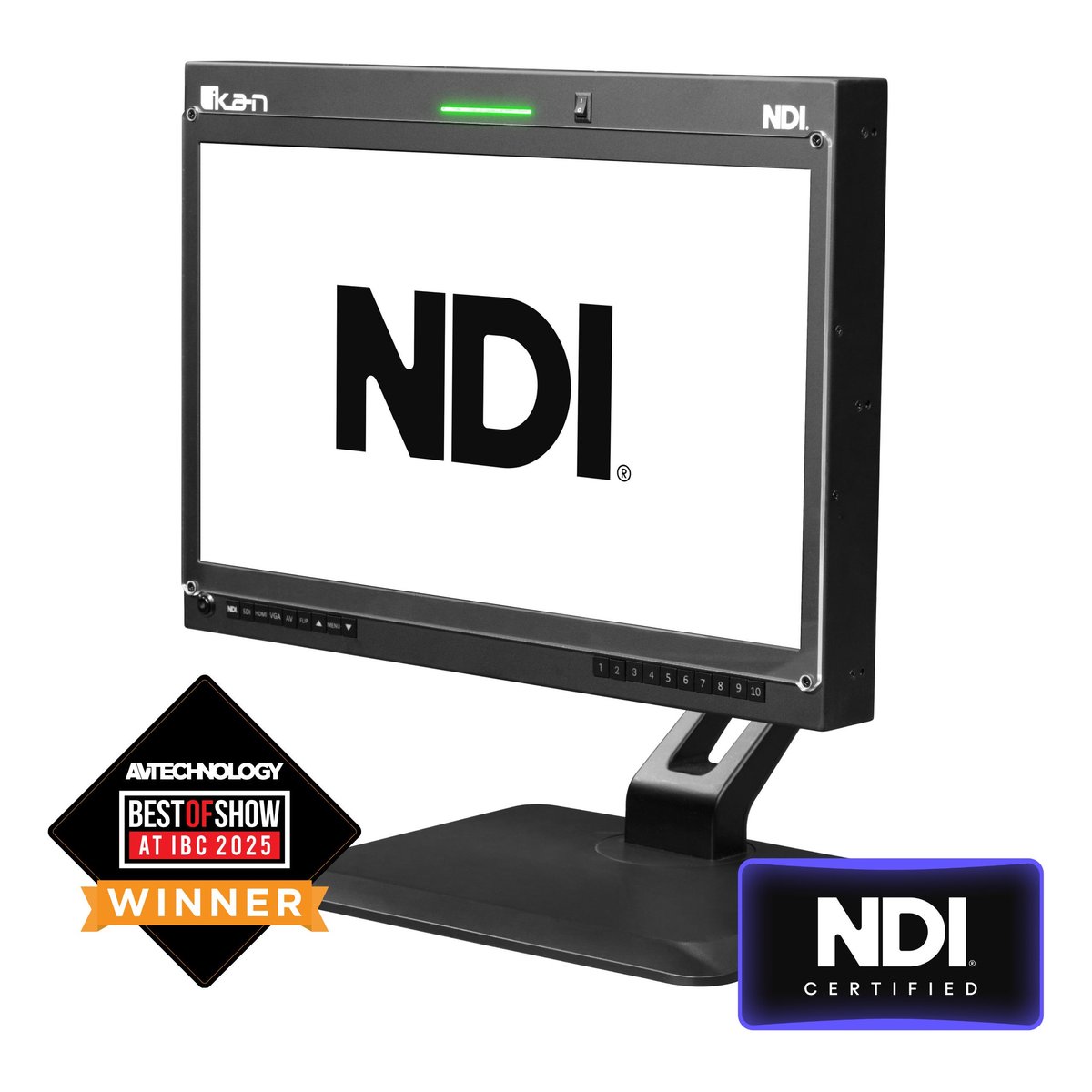 Ikan Aura 19" POE++ Desktop Monitor with Full NDI Encoding/Decoding and IP Tally Light