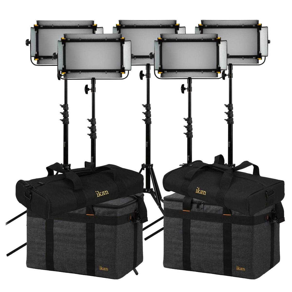Ikan Mylo Soft Bi-Color 5-Point LED Light Kit with 5 x MSB8, Includes DV Batteries, Stands, and Bags