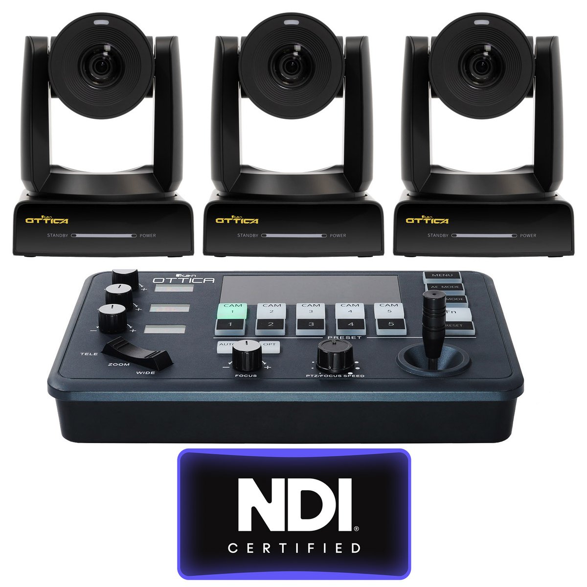 Ikan OTTICA Bundle, 3 4K PTZ Cameras, 1 PTZ Controller