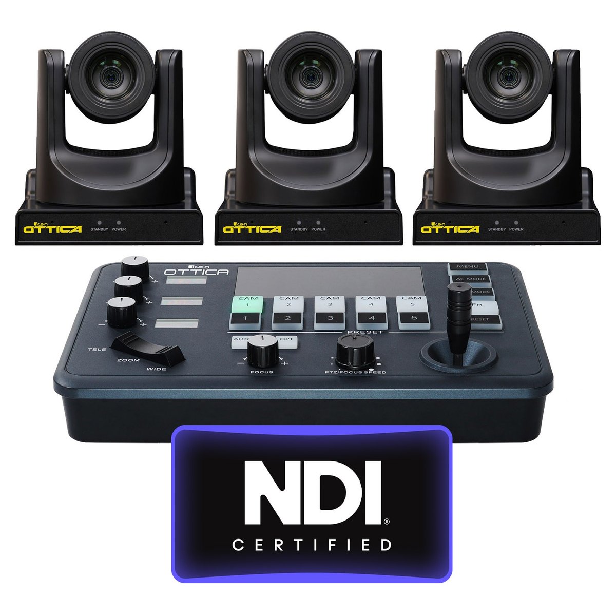 Ikan OTTICA Bundle, 3 FHD PTZ Cameras, 1 PTZ Controller