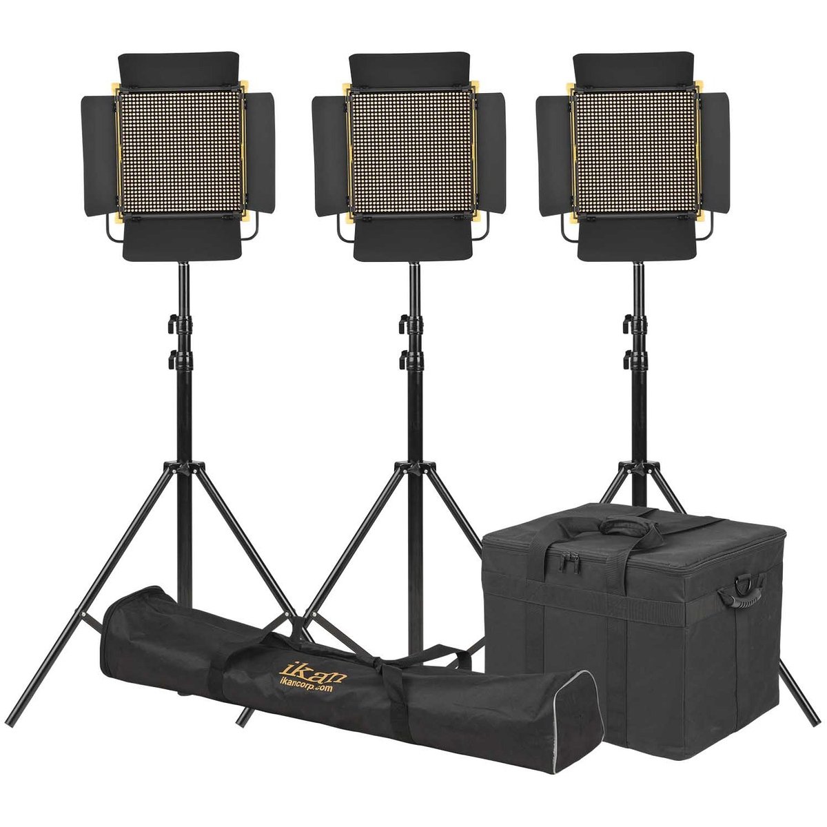 Ikan Onyx 1 x 1 Bi-Color 3-Point LED Light Kit with 3x OYB10 Includes Stands and Bags