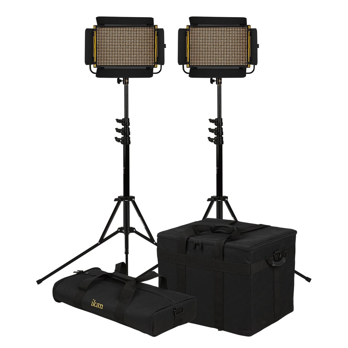 Ikan Onyx Half x 1 Bi-Color 2-Point LED Light Kit with 2x OYB5 Includes DV Batteries, Stands, and Bags