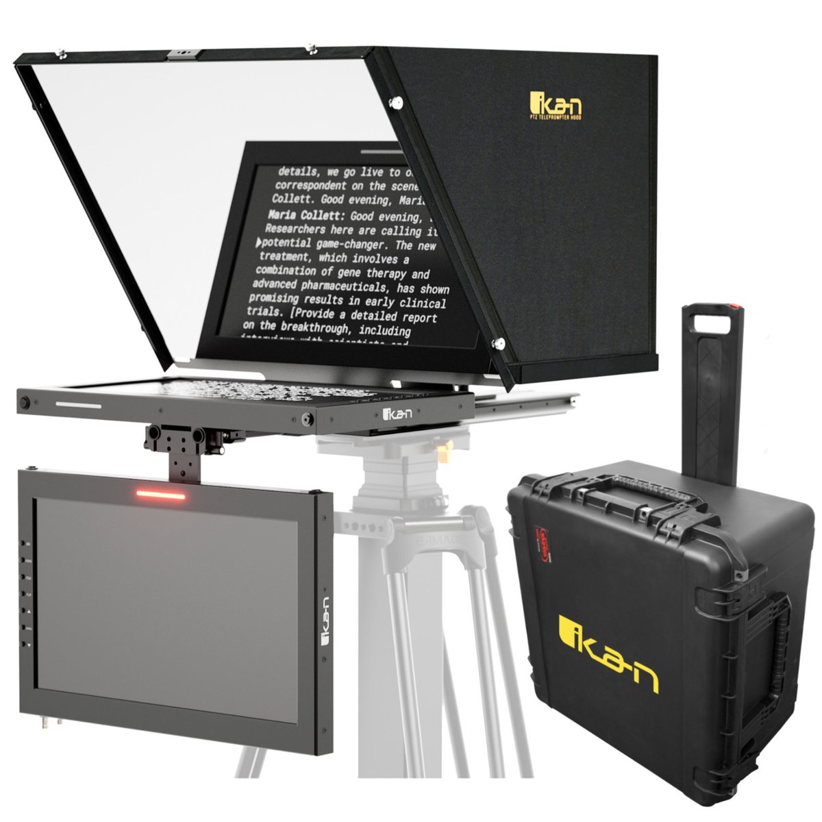 Ikan Professional 15 in. High Bright PTZ Teleprompter with Tally SDI and HDMI Monitor, Widescreen Talent Monitor and Travel Kit product image