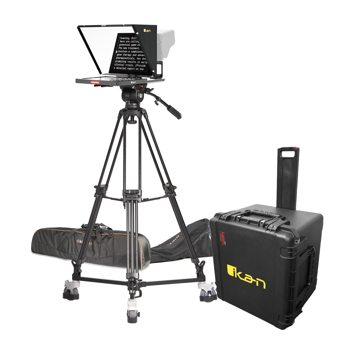 Ikan 15in 4:3 Teleprompter, Tripod & Dolly, Travel Kit Turnkey