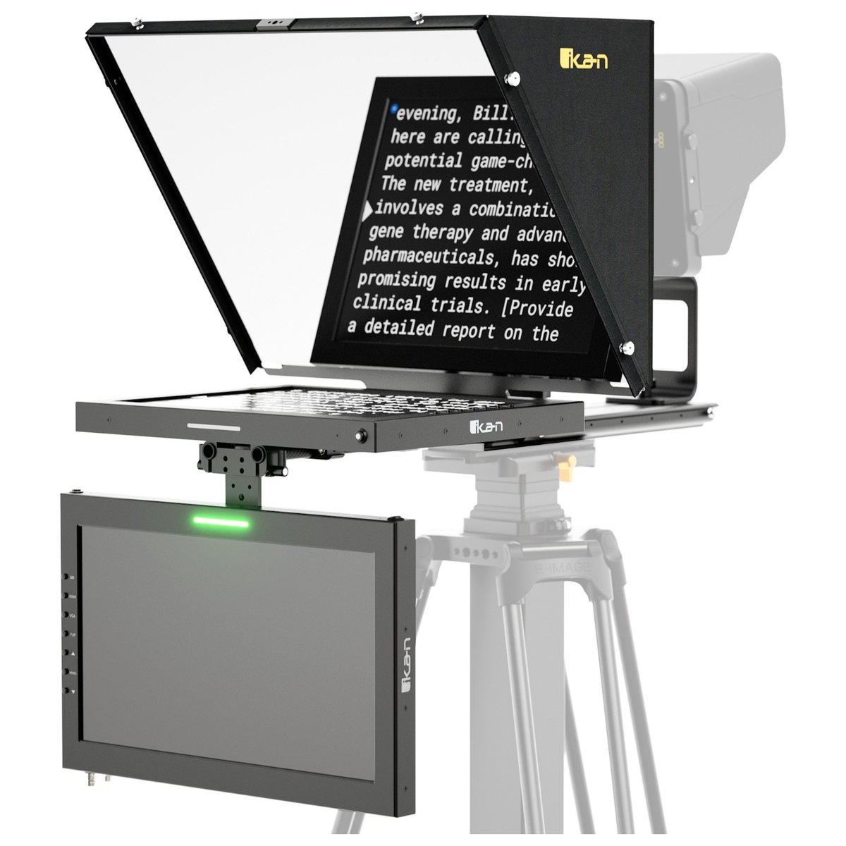 Ikan Professional 15 in. High Bright SDI and HDMI Beam Splitter Teleprompter with Talent Monitor Kit