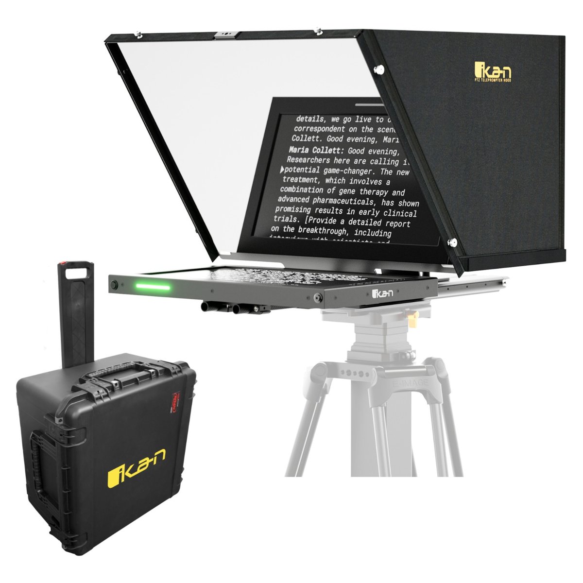 Ikan Professional 15 in. High Bright Teleprompter with Widescreen Tally SDI Monitor and Travel Kit