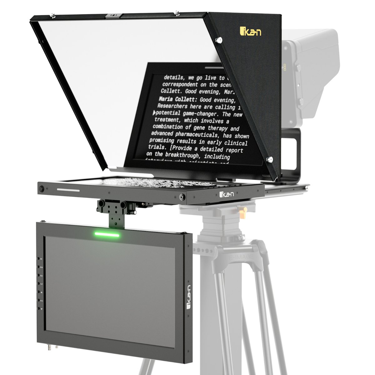 Ikan Professional 15 in. High Bright Teleprompter with Widescreen Tally SDI Monitor, Talent Monitor and Travel Kit - view 2