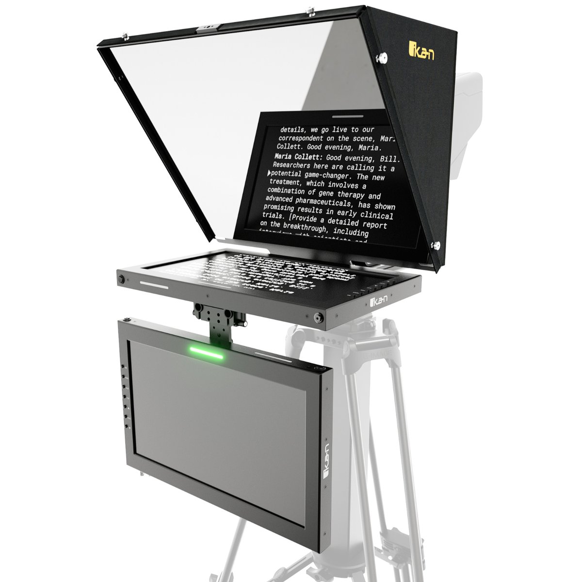 Ikan Professional 15 in. Widescreen High Bright Beam Splitter Teleprompter with Talent Monitor Kit and Tally - view 2