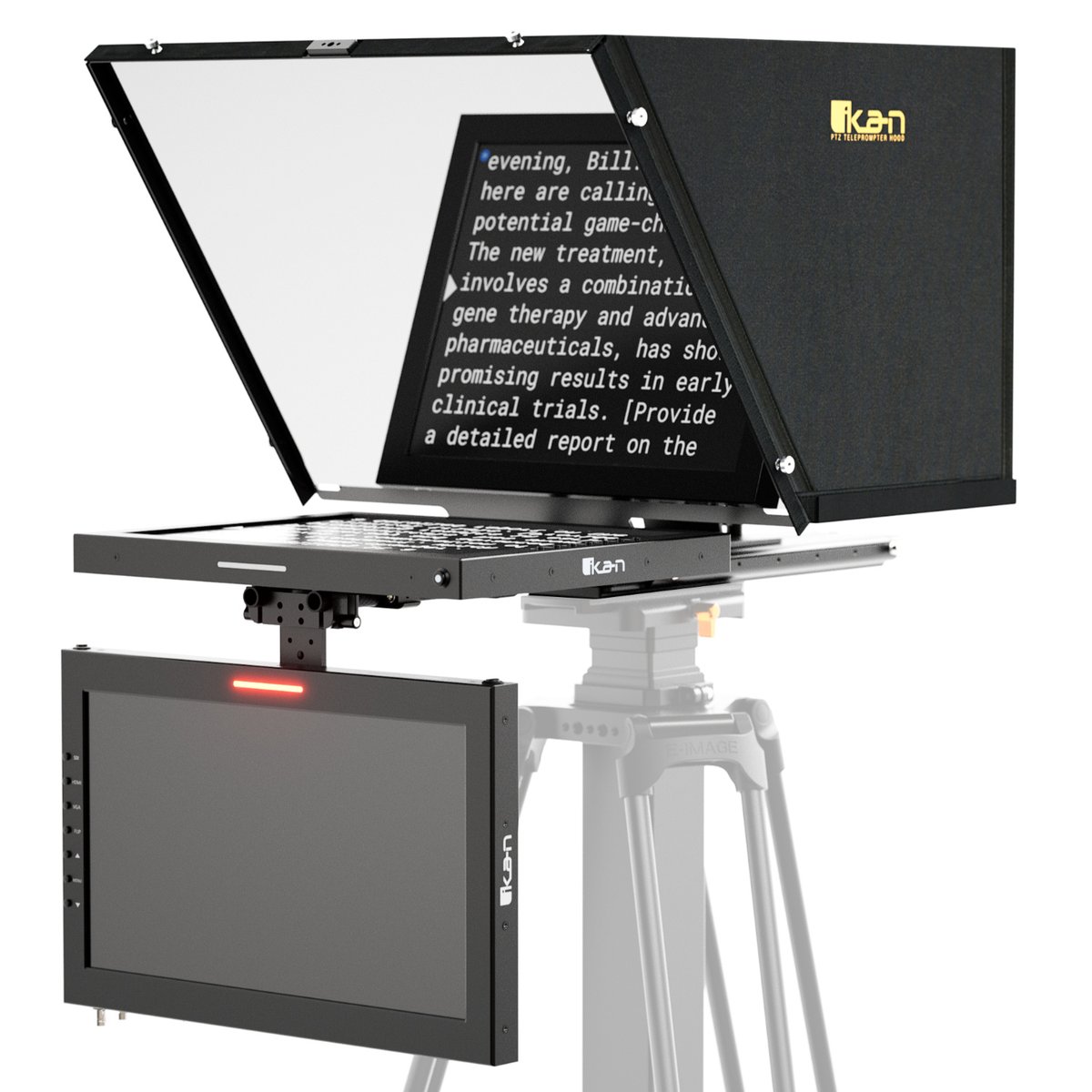 Ikan Aura Professional 17 in. High Bright SDI PTZ Teleprompter with Talent Monitor Kit