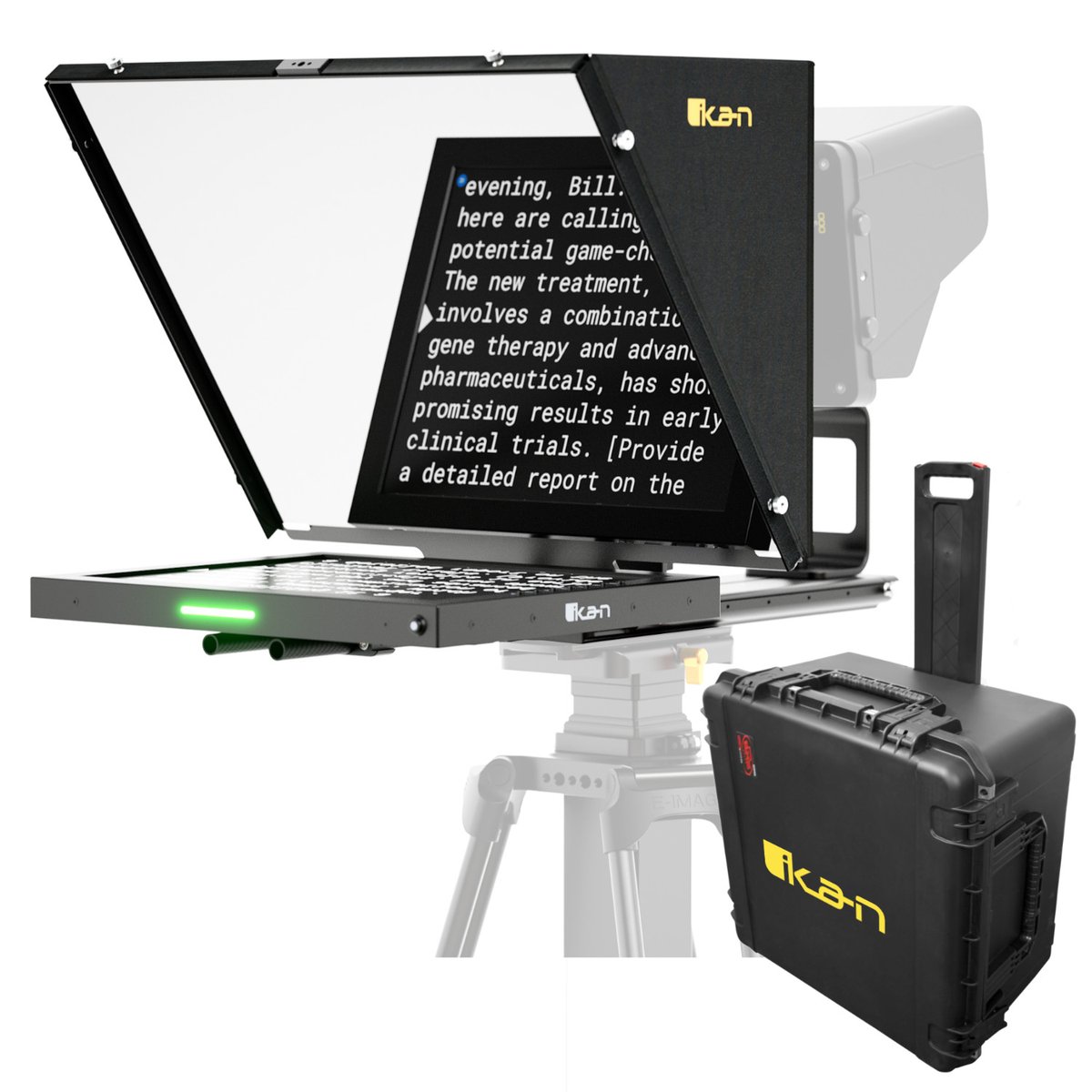 Ikan Aura Professional 17 in. High Bright SDI Beam Splitter Teleprompter with Travel Kit