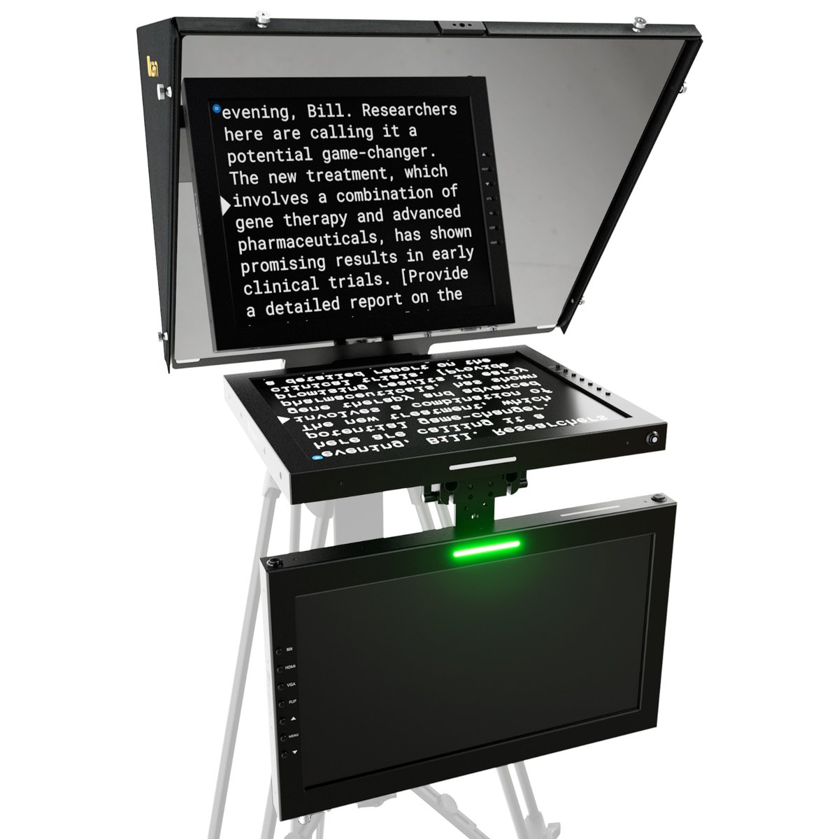 Ikan Aura Professional 17 in. SDI High Bright Beam Splitter Teleprompter with Talent Monitor Kit and Travel Kit - view 2