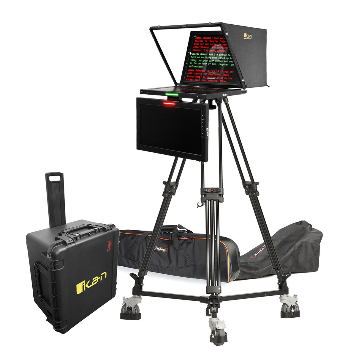 Ikan 19in 4:3 PTZ Teleprompter w/ 16:9 Talent Monitor, Tripod & Dolly Turnkey, Travel Kit product image