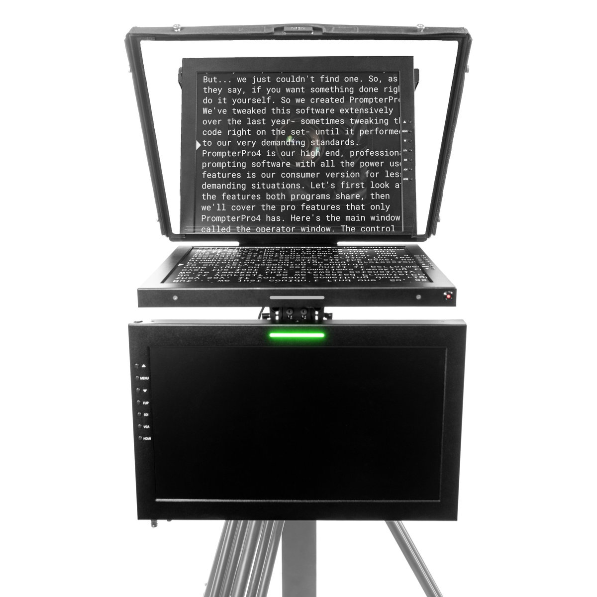 Ikan Aura Professional 19 in. High Bright SDI PTZ Teleprompter with Talent Monitor and Travel Kit - view 2