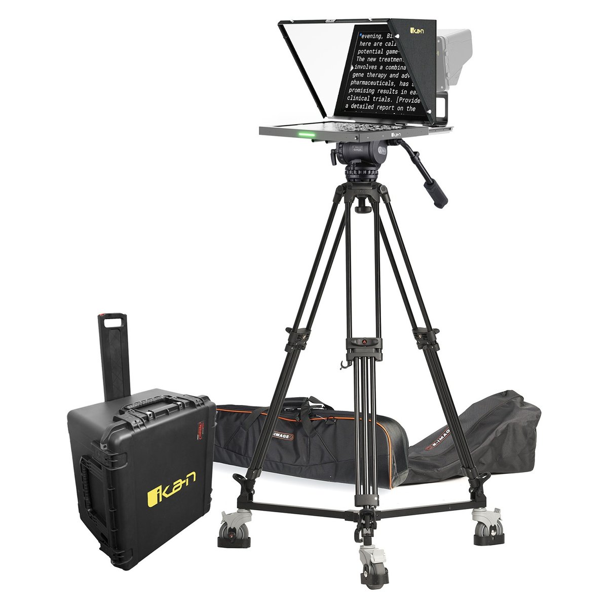 Ikan 19in 4:3 Teleprompter, Tripod & Dolly Turnkey, Travel Kit