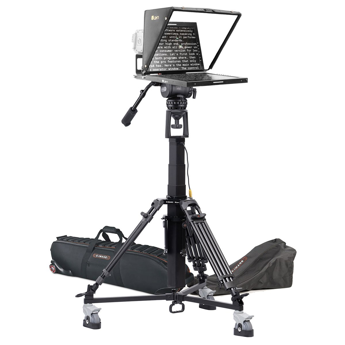 Ikan 19in Widescreen Teleprompter, Motorized Pedestal & Dolly Turnkey