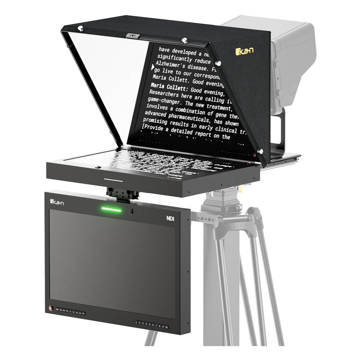 Ikan Aura 19" POE++ NDI Teleprompter and NDI Talent Monitor with Full NDI Encoding/Decoding and IP Tally Light + Travel Kit - view 2