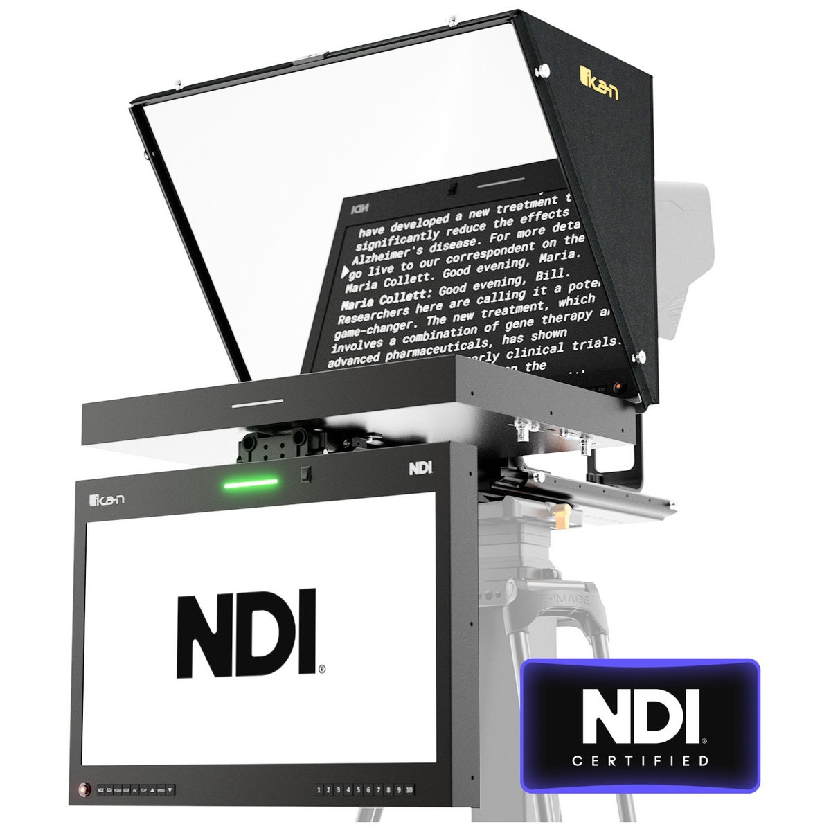 Ikan Aura 19" POE++ NDI Teleprompter and NDI Talent Monitor with Full NDI Encoding/Decoding and IP Tally Light