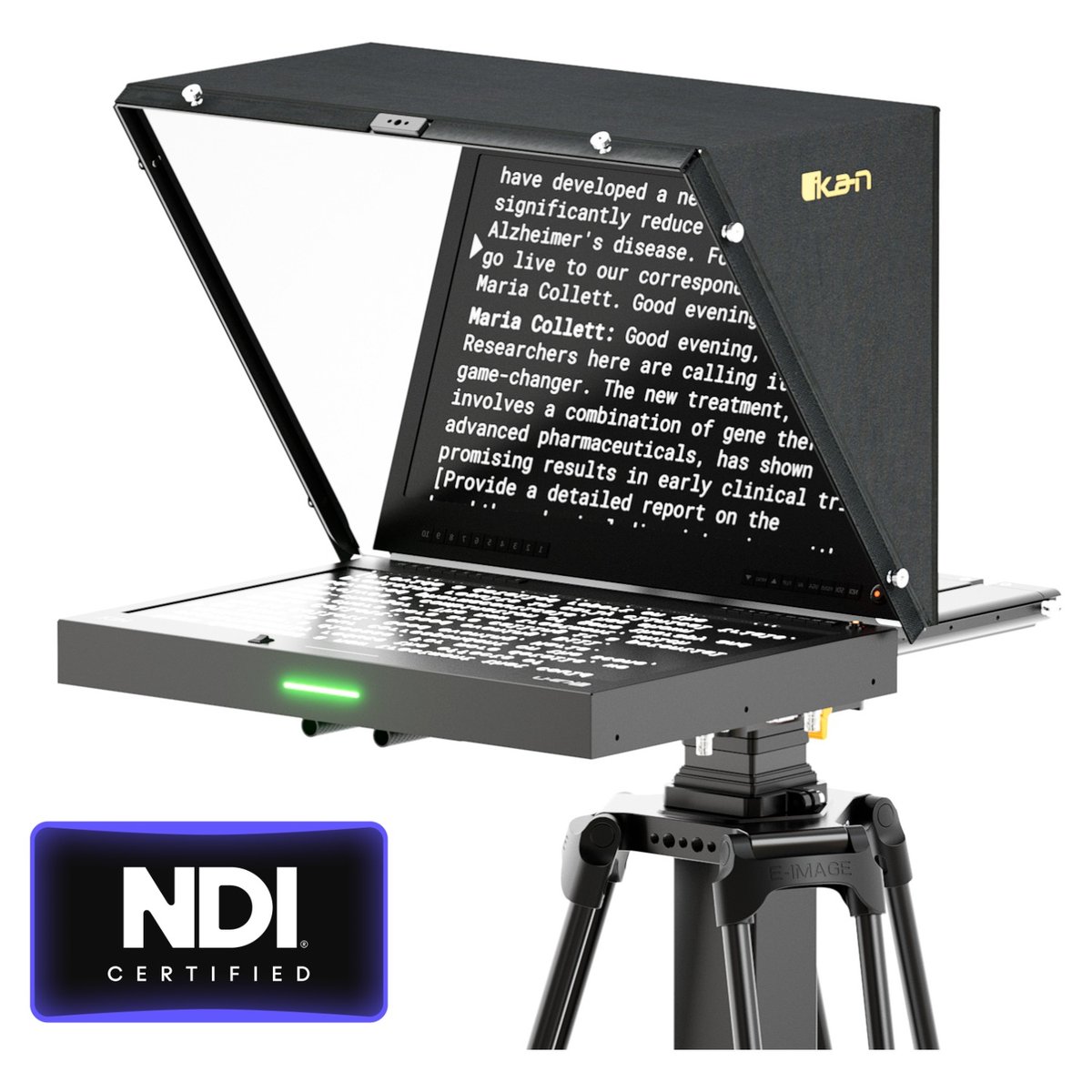 Ikan Aura 19" POE++ Teleprompter with Full NDI Encoding/Decoding and IP Tally Light