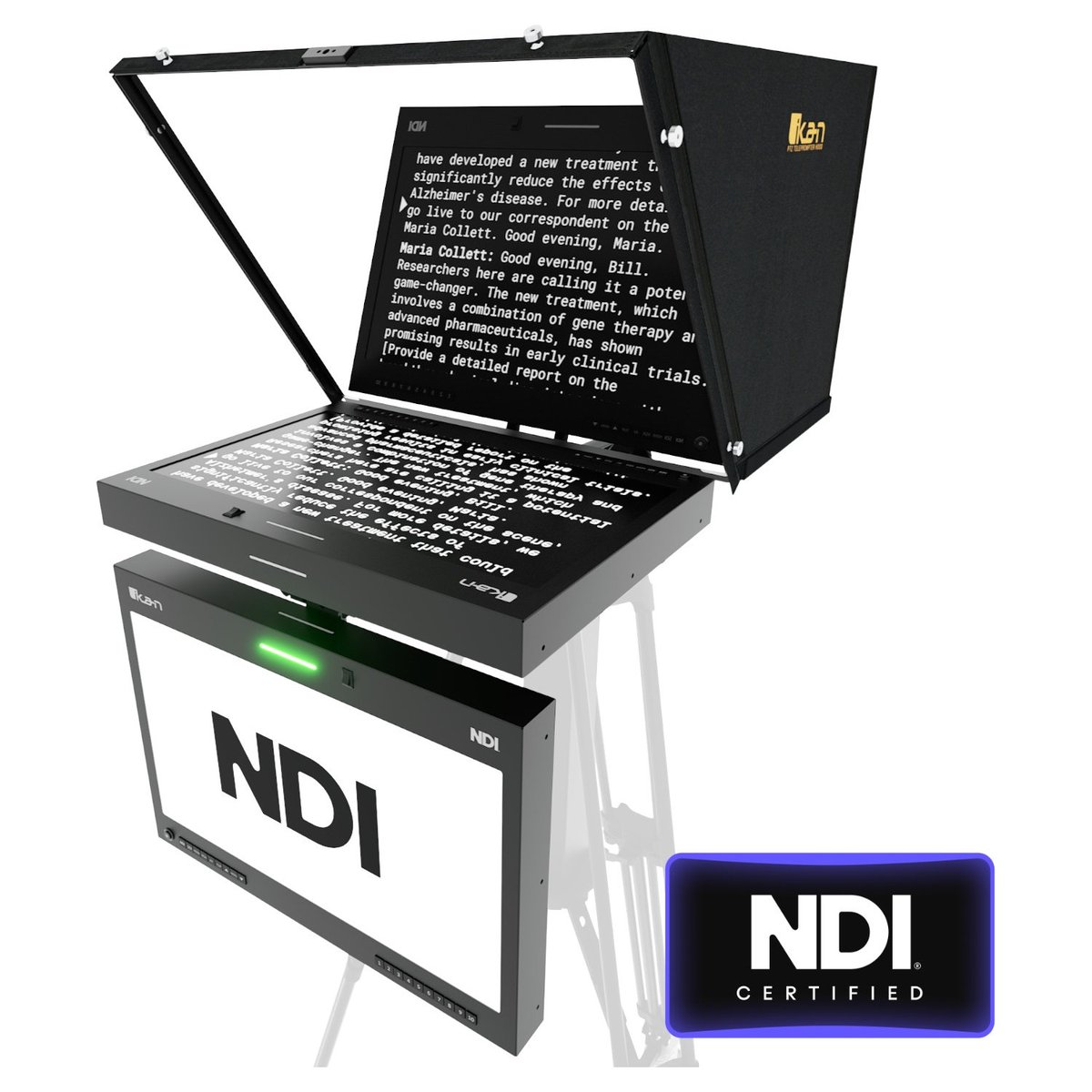 Ikan Aura 19" PTZ POE++ NDI Teleprompter and NDI Talent Monitor with Full NDI Encoding/Decoding and IP Tally Light product image