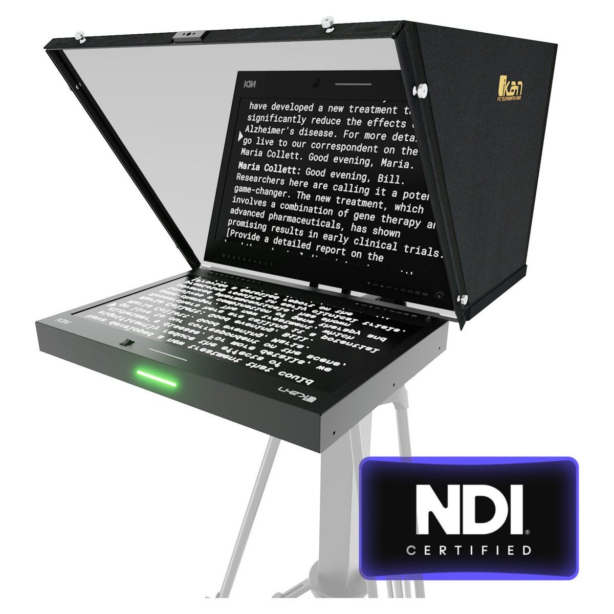 Ikan Aura 19" PTZ POE++ NDI Teleprompter with Full NDI Encoding/Decoding and IP Tally Light product image