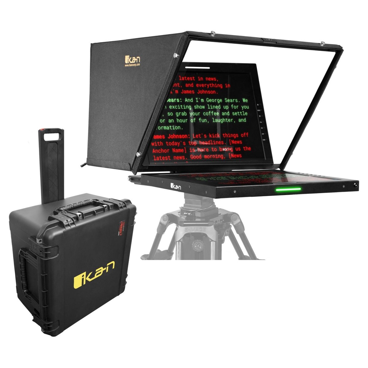 Ikan Professional 19 in. High Bright PTZ Teleprompter with Widescreen Tally SDI Monitor and Travel Kit