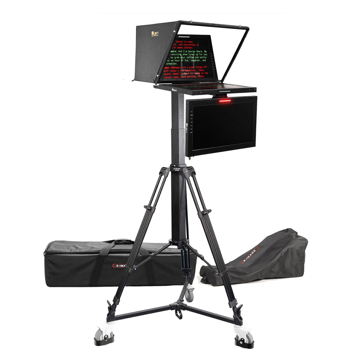 Ikan 19in Widescreen PTZ Teleprompter w/ Talent Monitor, Motorized Pedestal & Dolly Turnkey product image
