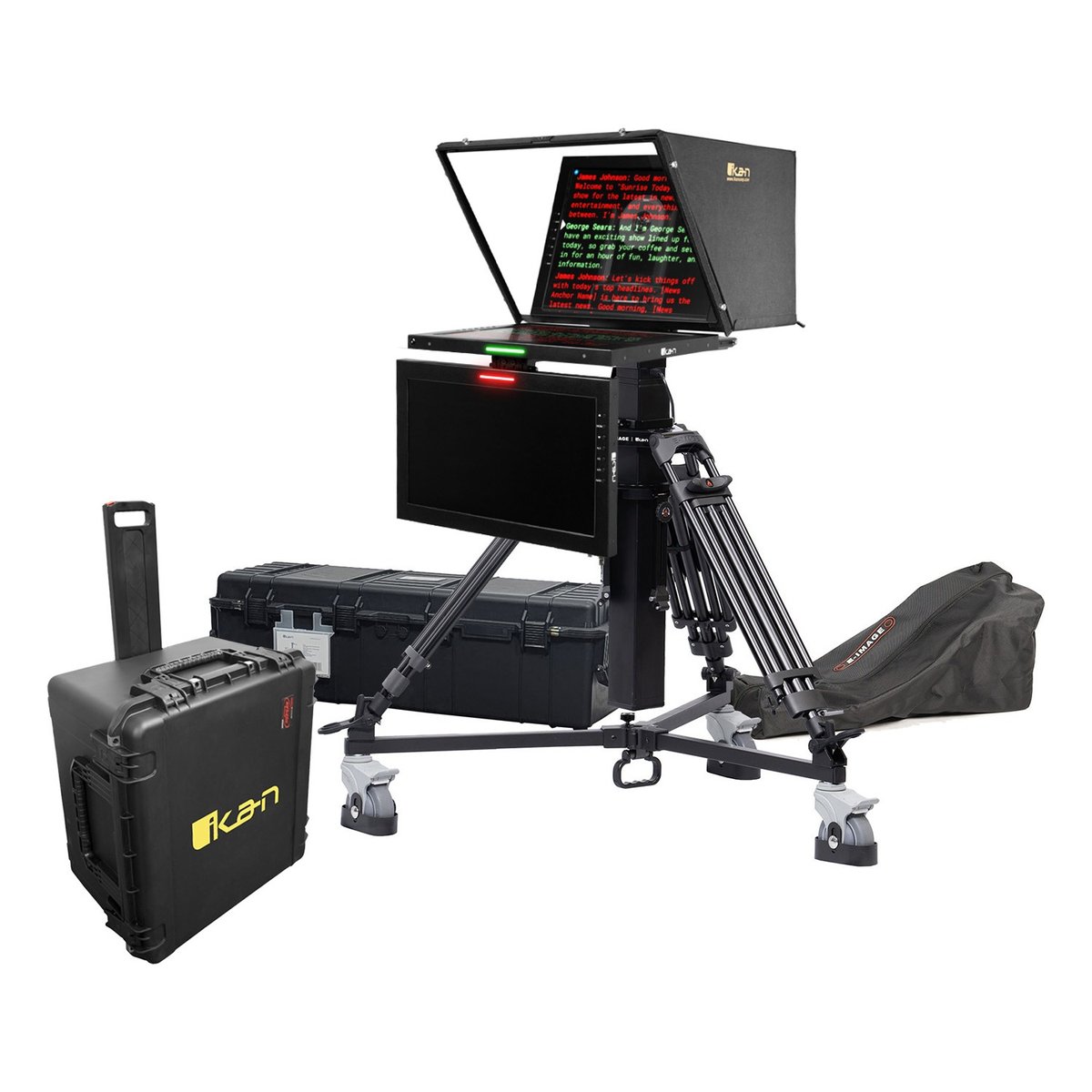 Ikan 19in Widescreen PTZ Teleprompter w/ Talent Monitor, Motorized Pedestal & Dolly Turnkey, Travel Kit product image