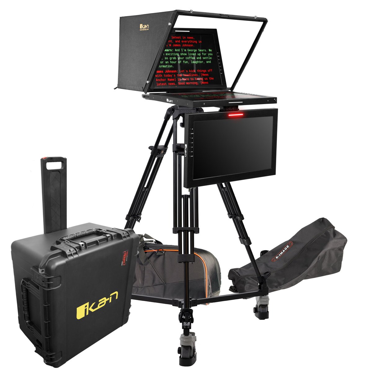 Ikan 19" Widescreen PTZ 3G-SDI Teleprompter with Widescreen Talent Monitor, Tripod and Dolly Turnkey, Travel Kit product image