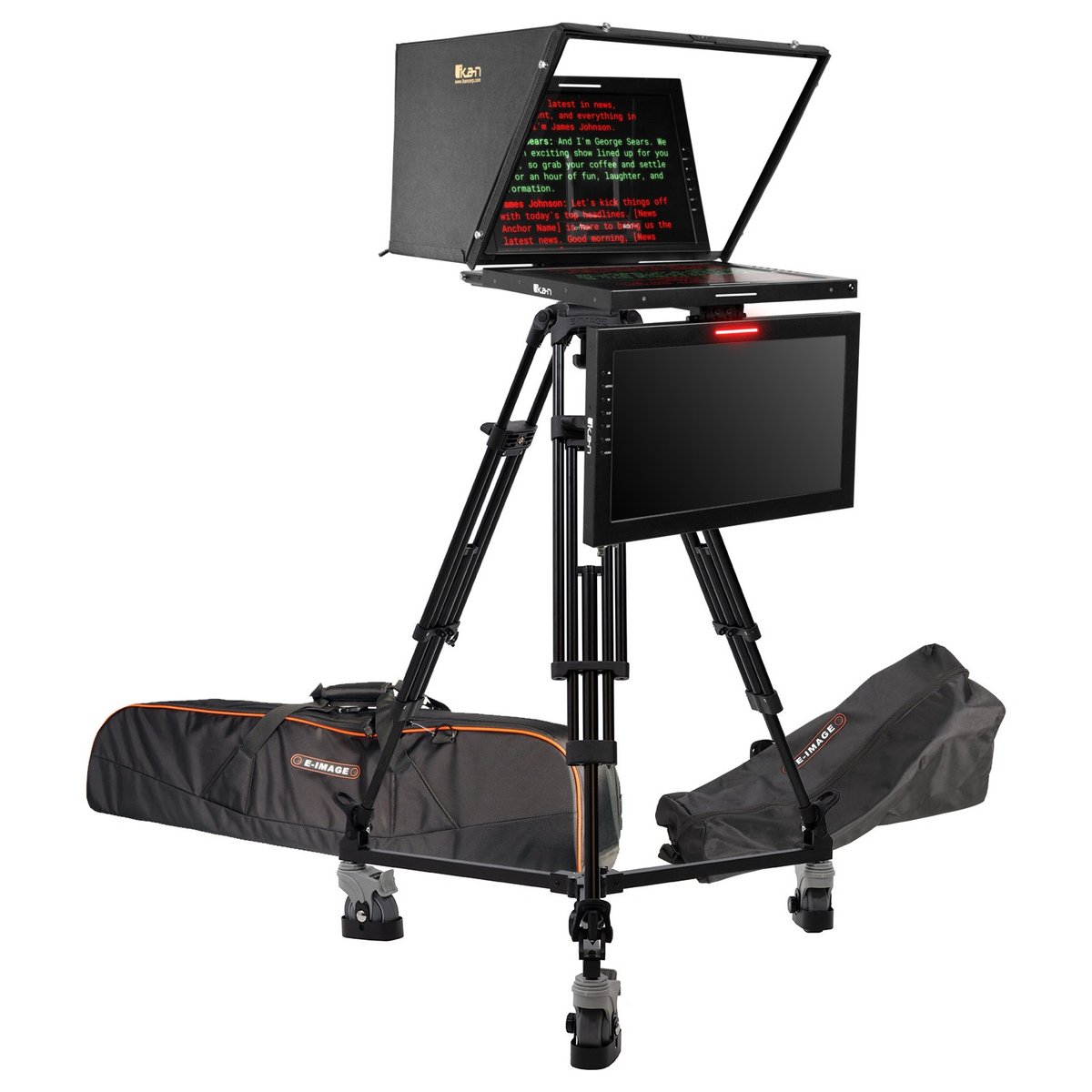 Ikan 19" Widescreen PTZ 3G-SDI Teleprompter with Widescreen Talent Monitor, Tripod and Dolly Turnkey product image