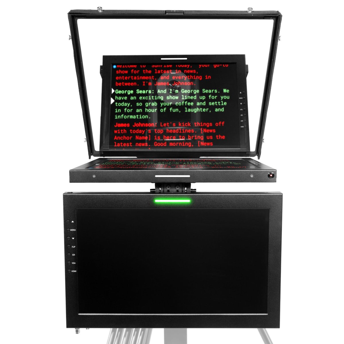 Ikan 19" Widescreen PTZ 3G-SDI Teleprompter with Widescreen Talent Monitor, Tripod and Dolly Turnkey - view 2