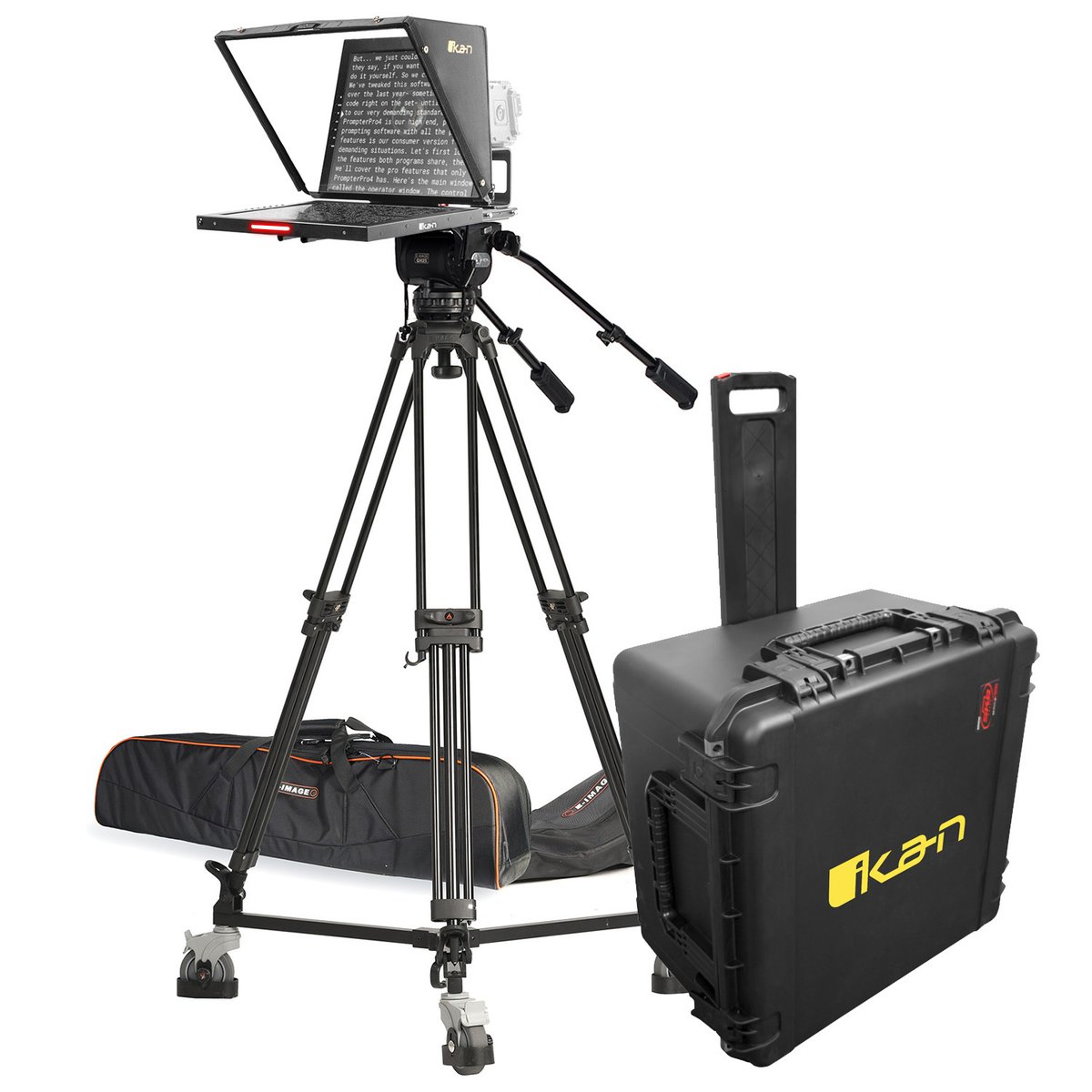Ikan 19" Widescreen Teleprompter, Tripod and Dolly Turnkey, Travel Kit
